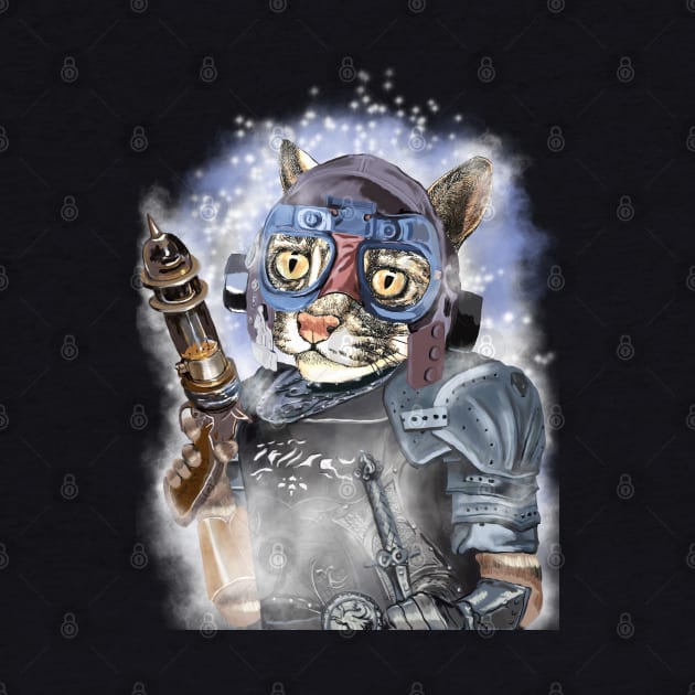 Naughty Pilot Cat with Laser Gun and Heavy Armor by FelisSimha